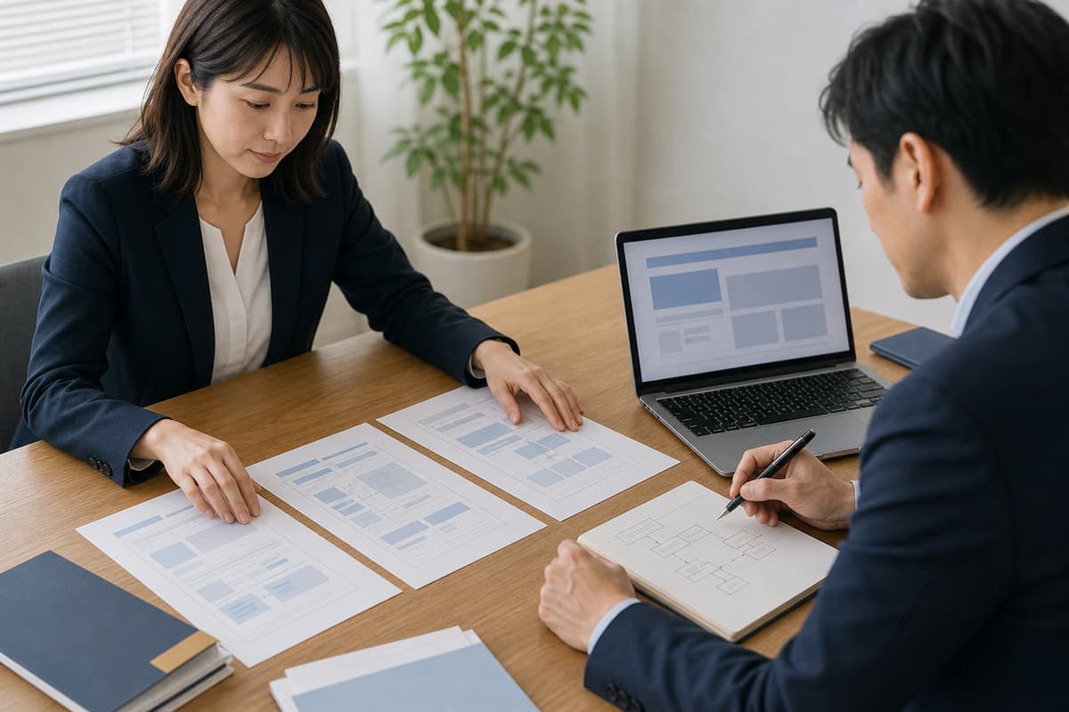 Webサイトの画面構成資料を並べて比較する想定場面